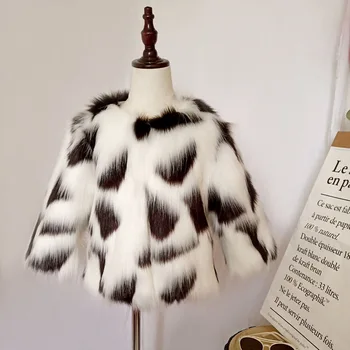 2019 casaco de Inverno para crianças /infantil multicolorido faux fur casaco / Baby girl glam faux fur casaco / brasão de Meninas