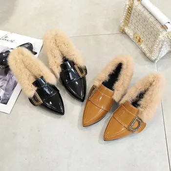 2019 o outono e o inverno nova versão coreana do selvagem, com um pedal de Mao Maoying estilo Britânico pequenos sapatos de couro mulheres