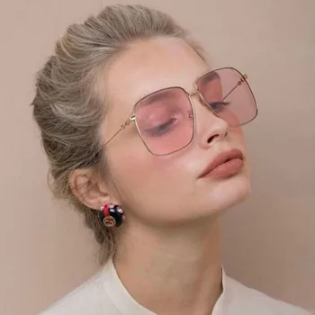 2019 praça NOVA armação de óculos de sol vintage Mulheres de grandes dimensões, Tamanho Grande Óculos de Sol para Homens Feminino Tons Claros de rosa UV400 Óculos