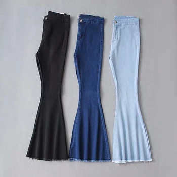 2020 Cintura Alta Jeans Skinny Mulher Trecho Do Sexo Feminino Flare Namorado Jeans Para Mulheres De Lavagem De Jeans Plus Size Preto Perna Larga Mãe Jeans