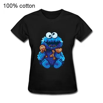 2020 Engraçado Cookie Monster party brinquedo t-shirt de as mulheres Comer o Cookie de Manga Curta T Tops Anime Monster Cookie de Lazer, T-shirts