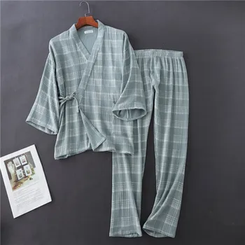 2020 Homens e Mulheres Algodão Pijamas Plus Size Solta Roupões de banho Quimono Pijamas Pijamas Casal de Mulheres Pijamas Casa Terno