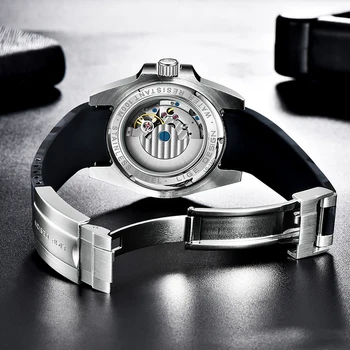 2020 LIGE Design Novo Relógio Mecânico Para Homens Luxo Pulseira de Silicone 100M Impermeável 3D Relógio de Moda Masculina de Todos os Relógios de Aço+Caixa