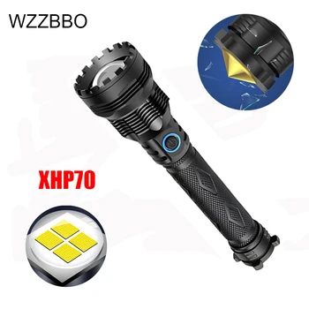 2020 Lanterna LED Super Brilhante XHP70 Tático Tocha de Carregamento USB Zoom Luz com o Fundo Ataque Cone de Pesca Camping XHP50