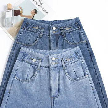 2020 Lã De Cintura Alta Jeans Mulheres Espessamento Quente Calças Jeans Da Moda Feminina Inverno De Perna Larga Calças Soltas Sólido Jean P9588