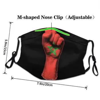 2020 Mulheres Homens máscaras máscaras Bandeira de Marrocos em um Levantou o Punho reutilizáveis respirável e lavável ajustável de algodão escudo