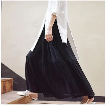 2020 Mulheres de Verão de Design de Moda da Saia Vintage Elegante Férias Saias Longas de Cintura Elástica Branco Maxi Saias Plus Tamanho M-7XL