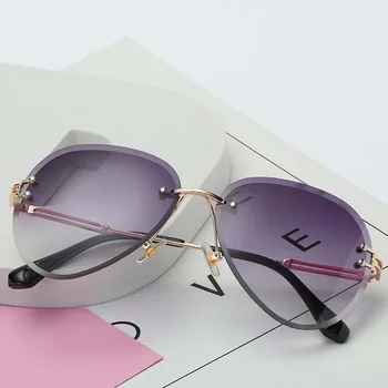 2020 Nova Marca de Design Vintage sem aro Piloto de Óculos de sol das Mulheres os Homens Retro Corte Lente Gradiente de Óculos de Sol para mulheres UV400