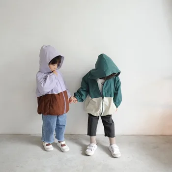 2020 Novas coreano Zip Capuz Crianças Casaco de Meninas' Casaquinho com Capuz Casaco do Rapaz de Casaco de Vento Casaco meninas de casacos e jaquetas
