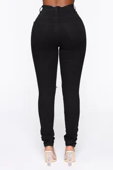 2020 Novo Black Jeans Rasgados Para as Mulheres a Moda Cintura Alta Jeans Lápis, Calças Stretch Slim, Skinny, Calças XS-XL Global do Navio da Gota