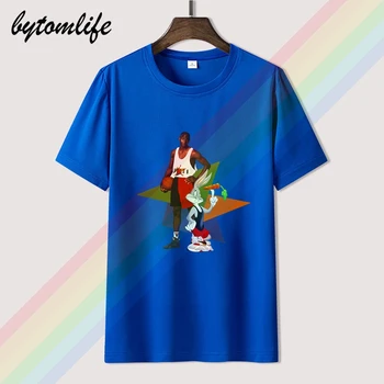 2020 Novo Michael Jordan e Bugs Bunny T-shirt dos homens e mulheres de mangas curtas moda algodão T-shirt