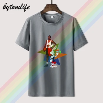 2020 Novo Michael Jordan e Bugs Bunny T-shirt dos homens e mulheres de mangas curtas moda algodão T-shirt