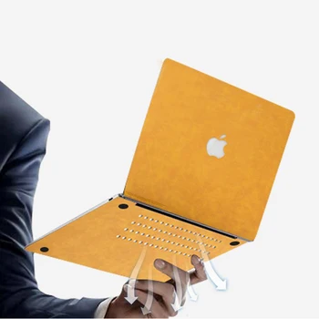 2020 Novo Portátil Protetora da Pele Para o MacBook Pro Ar 12 13 15 16 Polegadas textura de Couro PU Capa de Caderno Adesivo Shell de Peles