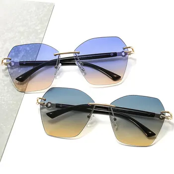 2020 Novos Óculos sem aro Irregular de Cristal Marca de Luxo Designer de Óculos de Sol de Alta Qualidade Gradiente de Óculos Feminino UV400