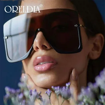 2020 Oversized Óculos De Sol Das Mulheres Do Vintage Óculos De Sol De Marca De Luxo Óculos Sem Aro, A Semana De Moda De Modelos De Óculos De Tons Oculos