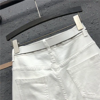 2020 Primavera-Verão da Nova Moda na Coreia do sul as Mulheres Brancas Casual, de Jeans, Calças de Harém Carta de Retalhos de algodão Solto Jeans Plus Size S809