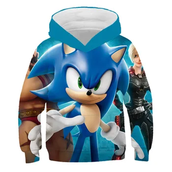 2020 Sonic the Hedgehog Garoto Meninas Outono Roupas de Menino com Roupas de Manga Longa Bonito Casaco com Capuz Quente cartoon Outwear Blusão