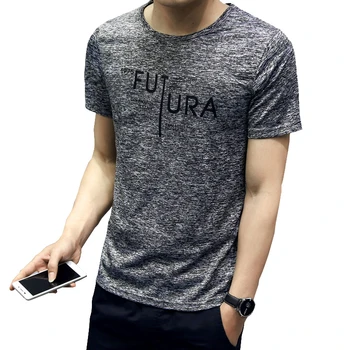 2020 Verão T-Shirt homem Casual Poliéster Marca de T-shirts Mens O Pescoço do Homem de Coreia do Estilo Slim T-shirt Para o Menino Macho 3XL Camisetas Homme