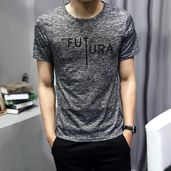 2020 Verão T-Shirt homem Casual Poliéster Marca de T-shirts Mens O Pescoço do Homem de Coreia do Estilo Slim T-shirt Para o Menino Macho 3XL Camisetas Homme