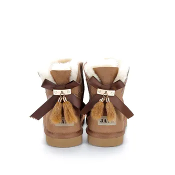2020 novas real de lã mulheres ankle boots clássico sapatos femininos moda botas de neve real de couro de pele de carneiro natural quente botas de pele