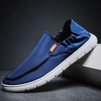 2021 Ins Sapatos da Moda, os Homens Sapatos Sapatos de Lona de Homens Casuais Sapatos de Televisão Escorregar no Calçado Masculino Preto Azul KA2143