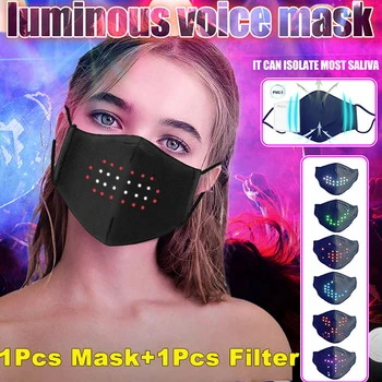2021 Nova moda Inteligente Reutilizáveis do DIODO Emissor de Luz de Máscara Com Reconhecimento de Voz Atmosfera de Festa Mask/Máscara facial/Engraçado Máscara