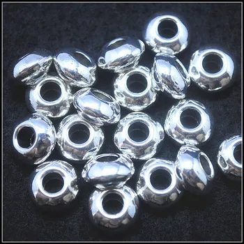 20pcs metal europeu de contas hig buraco cor prata tamanho 6x12mm orifício interno 4.0 mm para diy componentes da jóia
