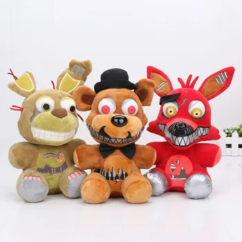 25cm - 30cm FNAF brinquedos Cinco Noites em Freddy brinquedo de pelúcia Urso Fox Bonnie Chica de Ouro Freddy Pesadelo Fredbear do Luxuoso das Crianças Brinquedos