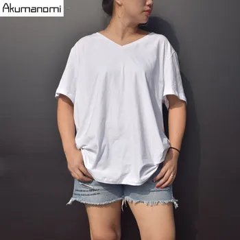 2XL - 7XL Mulheres Plus Size Vestuário de Moda Tamanho Grande, de T-shirt Feminina Sólido Decote em V Manga Curta Casual T-Shirt Tops Femme