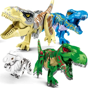 2pcs Jurassic Blocos de Construção de Dinossauros do Mundo 2 Números Tijolos Tiranossauro Rex Indominus Rex I-Rex Montar Brinquedos