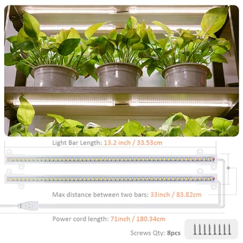 2pcs de Led Indoor de Barras Para as Plantas Crescem a Luz de Espectro Completo Fito Lâmpada Crescimento de Floração Com Temporizador de Escurecimento Phytolamp Tiras de Led