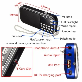 3.5 mm Mini Radio FM de Áudio Portátil LCD Digital Auto Rádio FM alto-Falante USB disk (Disco USB suporta Cartão de TF Leitor de Música Mp3 AUX
