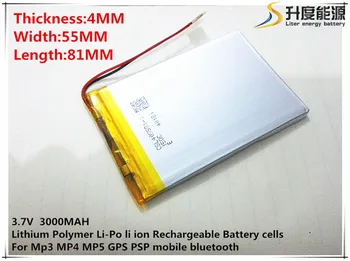 3.7 V bateria 3000mAh 405581 de Polímero de Lítio Li-Po li Bateria Recarregável de íon de células Para Mp3 MP4 MP5 móvel de GPS A bateria do tablet
