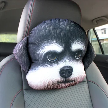 30x25cm 3D Animal de Carro Encosto de cabeça do Cão Legal Pescoço, Cabeça Resto Nap Almofada Travesseiro Cintura de Almofadas Almofadas