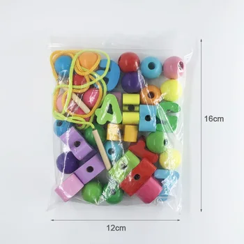 35 Pcs/pack crianças DIY de encordoamento esferas de brinquedo digital rodada do grânulo monterssori matemática educativa precoce contas de madeira de brinquedo
