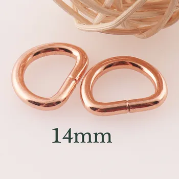 40 PCS Rosa de Ouro D Anéis, Fivelas,14mm Cinto de Tecido Bolsa Bolsa Bolsa D Anéis de Bolsa de Hardware Artesanato de Couro D-ring