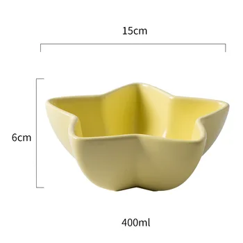 400ML Europeu Sólida Forma de Estrela de Cerâmica Tigela de Salada Anti-derrapante de Porcelana, Louça de mesa Soup Bowl Sobremesa Tigela de Frutas Lanche Recipiente