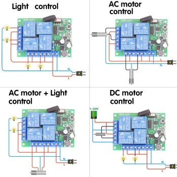 433Mhz Universal sem Fio Interruptor de Controle Remoto da C.A. 85~220V 10A 4 Relé Módulo Receptor RF Transmissor de Luz de Lâmpada HomeApplication