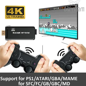 4K TV Retrô Consola de jogos de Vídeo Com 2.4 G sem Fio Dobro Controlador Construído em 10000 Jogos Para PS1/GBA HDMI Família Console de Jogo de TV