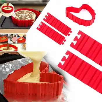 4Pcs/set Silicone bakeware Magic Snake molde do bolo pan DIY Assadeira quadrada retangular Forma de Coração Rodada molde de bolo de pastelaria ferramentas Novas