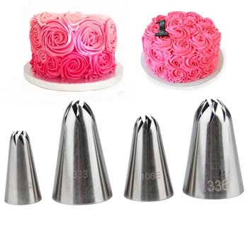 4pcs Espiral Rosa Bicos de Decoração de bolos conjunto de Pastelaria Dicas de Creme de confeiteiro tubulação de ferramentas de cozimento bakeware