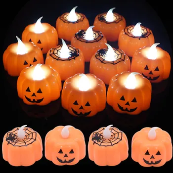 4pcs de Abóbora Luz da Vela Festa de Halloween fontes de Luzes LED Lanterna Lâmpada Ornamentos Adereços Halloween Decorações para o Lar