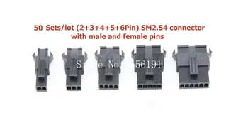 50 Conjuntos/muito (2+3+4+5+6Pin) 2.54 mm SM2.54 série Multipolar Conector de Adaptador Com plug macho e fêmea pinos