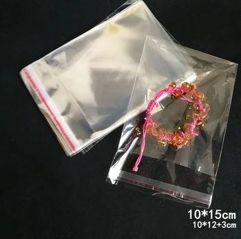 500/1000pcs 10*15cm Claro Opp Saco de Embalagem Adesivo Auto-Sacos de Casa, Decoração de Casamento Plástico Pacote de Presente da Jóia Saco de Biscoito de Poli