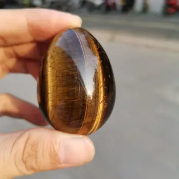 50mm Natural olho de Tigre Forma de Ovo, Com madeira de stand Chakra da Cura de Reiki Pedra