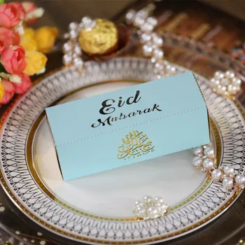 50pcs Eid Mubarak Doces Dragee Caixa Favor Caixa de Ramadan Karim Caixas de Presente Islâmica Muçulmana Feliz Al-Fitr Eid de Eventos artigos para festas