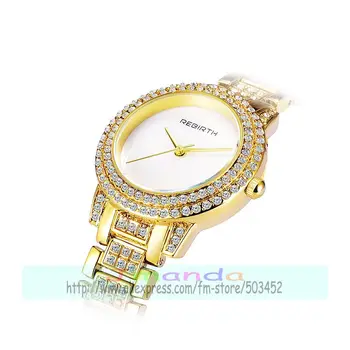 50pcs/monte RE104 de duas carreiras de cristal mulheres shell mostrador do relógio de aço de luxo cristal de quartzo casual relógio de senhora por grosso relógios de pulso