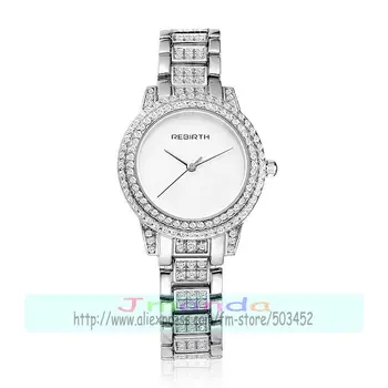 50pcs/monte RE104 de duas carreiras de cristal mulheres shell mostrador do relógio de aço de luxo cristal de quartzo casual relógio de senhora por grosso relógios de pulso