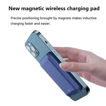 5W/15W Magnético Embutido-Bateria de 5000mAh Wireles Banco de Potência para Magsafe Iphone 12 Pro Max 12Mini Carregador Portátil Móvel do Banco do Poder