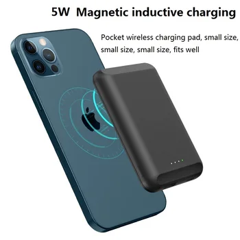 5W/15W Magnético Embutido-Bateria de 5000mAh Wireles Banco de Potência para Magsafe Iphone 12 Pro Max 12Mini Carregador Portátil Móvel do Banco do Poder